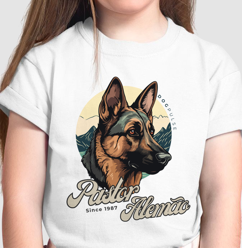 Camiseta Infantil Pastor Alemão Busto Dog Pulse