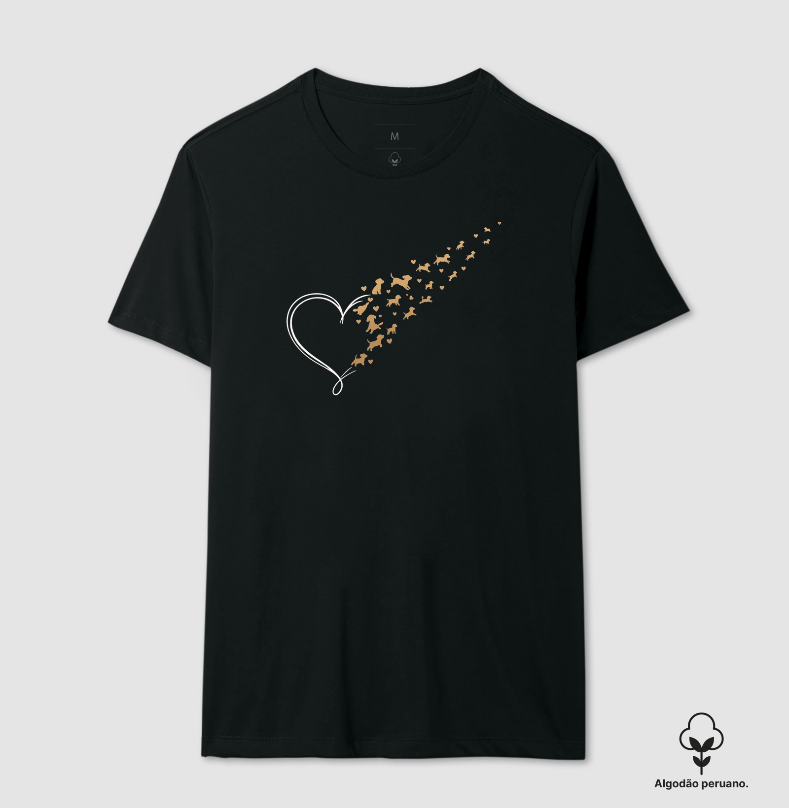 Coração de Cachorrinhos - Camiseta Algodão Peruano