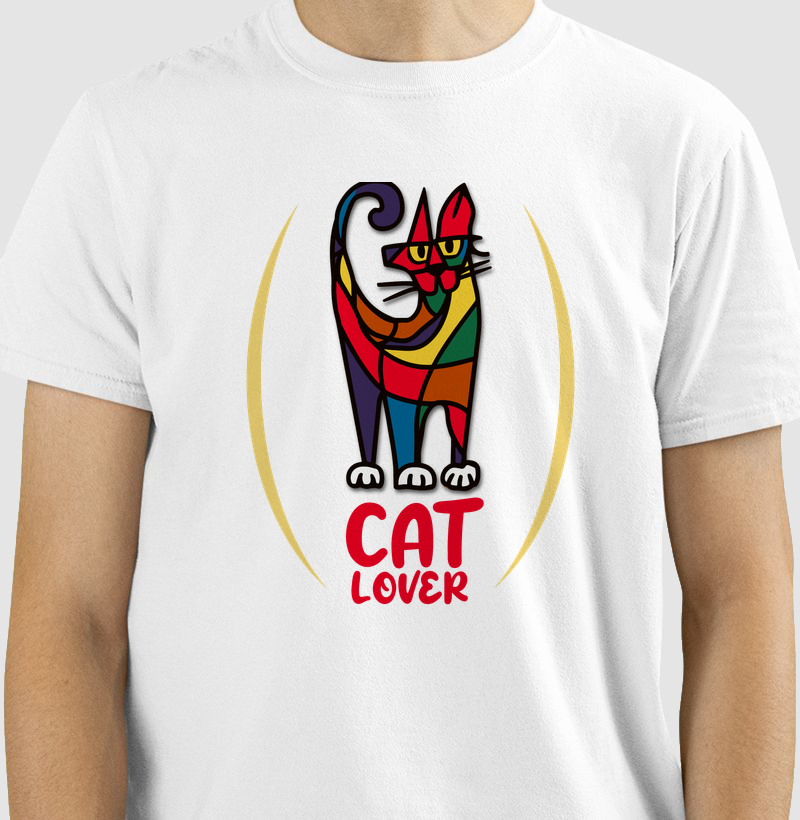 CAMISETA COM ESTAMPA CAT LOVER
