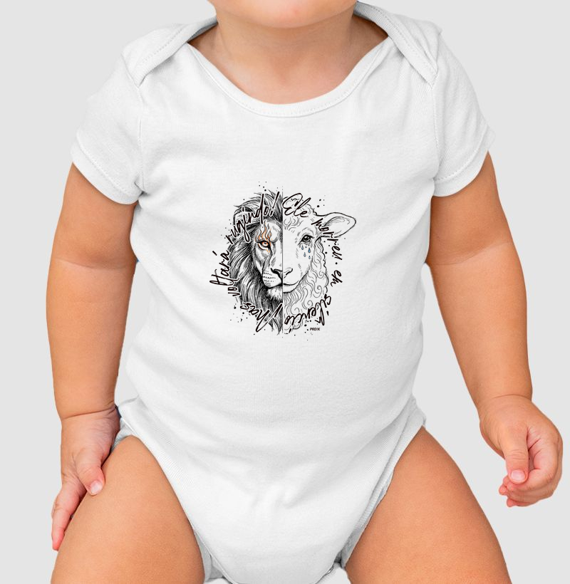 Body Infantil Bebê Estampa - Cordeiro e Leão