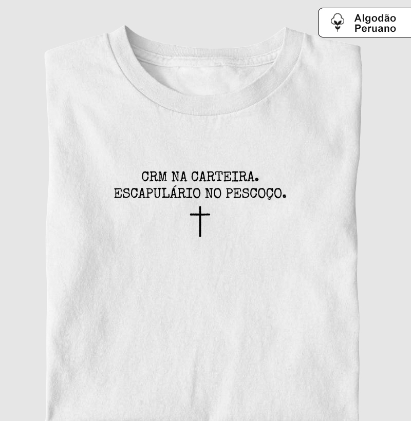 CRM na Carteira. Escapulário no Pescoço - Algodão Peruano