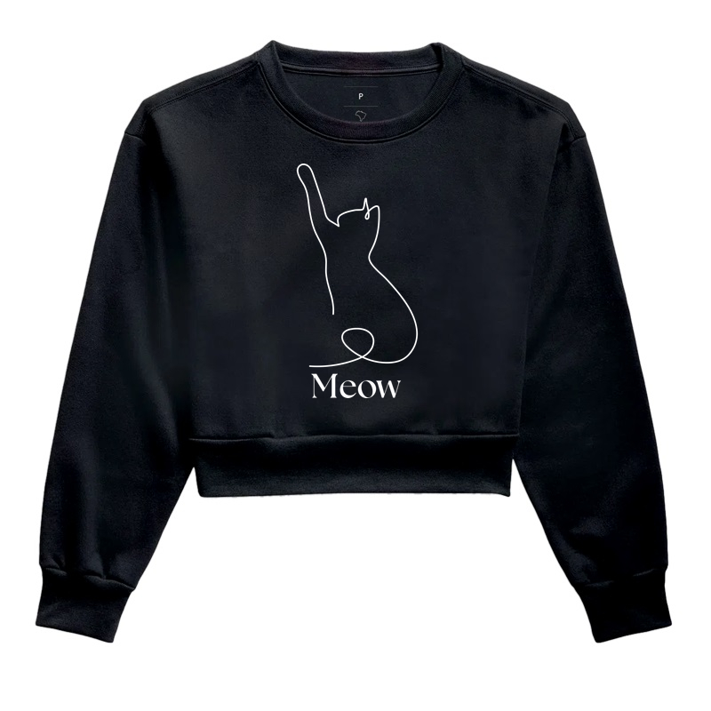 Meow Silhouette - Cropped Moletom