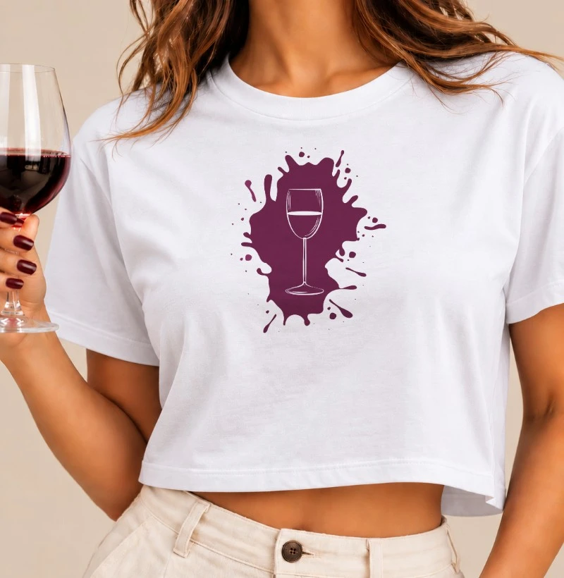 Camiseta Vinho Splash - Cropped