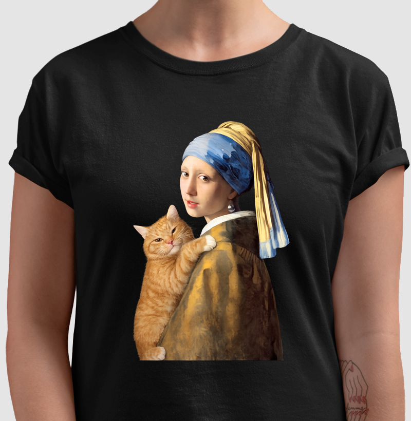 Gato Laranja e Moça com Brinco de Pérola