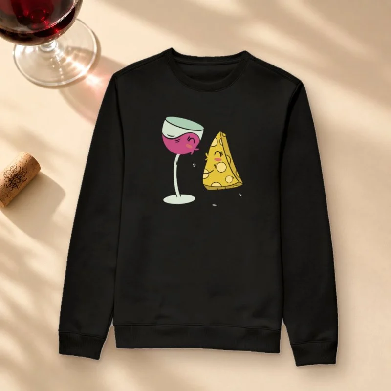 Camiseta Par Perfeito: Vinho e Queijo - Suéter Moletom