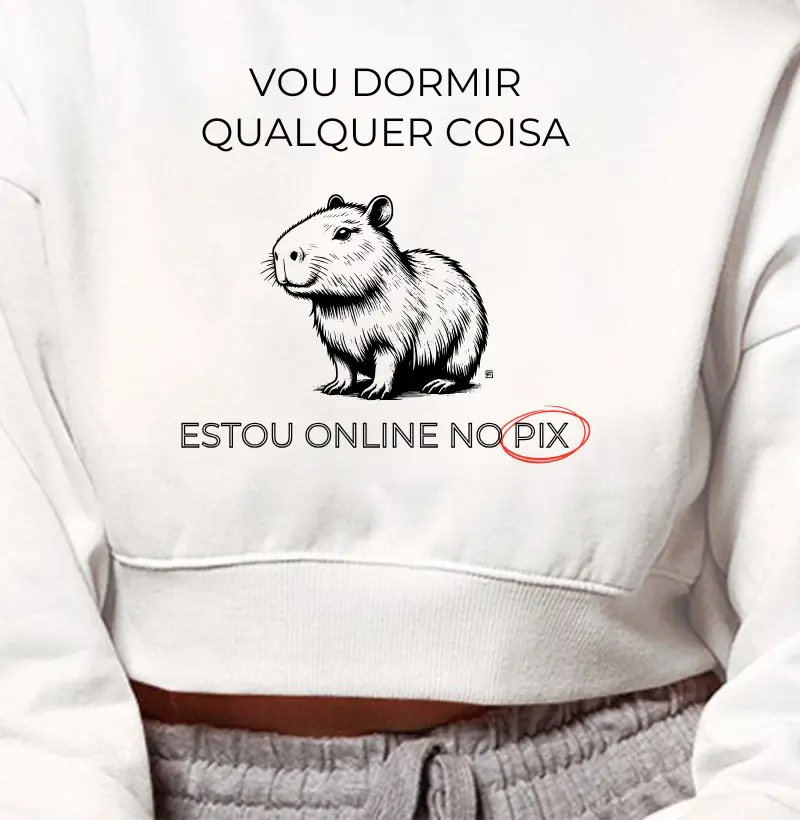 Cropped Moletom Vou dormir qualquer coisa estou online no pix 