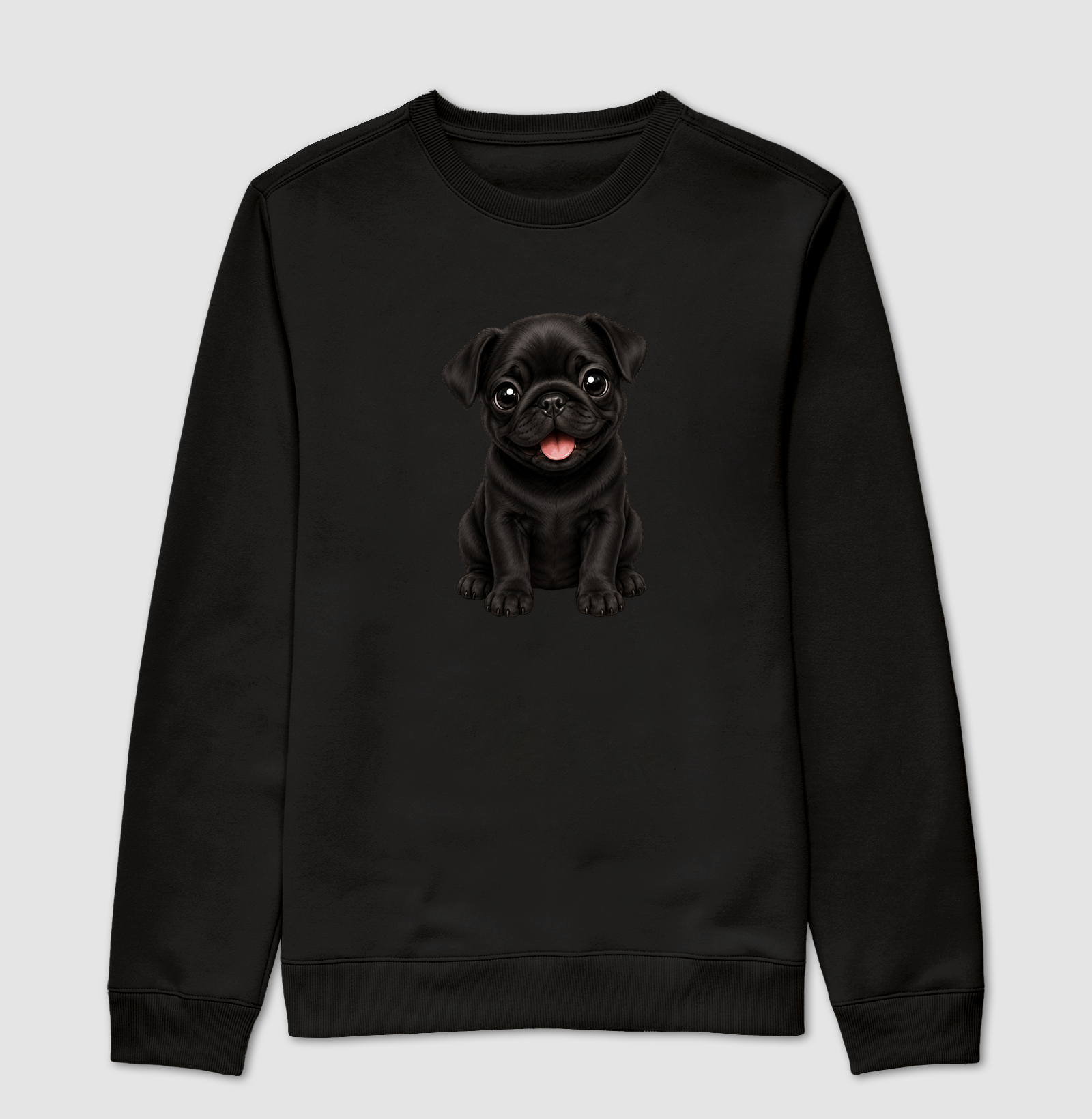 Pug Preto - Desenho Animado - Suéter Moletom