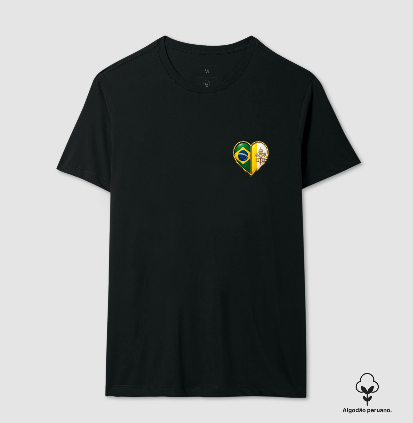 Brasil & Vaticano — Amor à Pátria, Fidelidade à Igreja - Camiseta Algodão Peruano