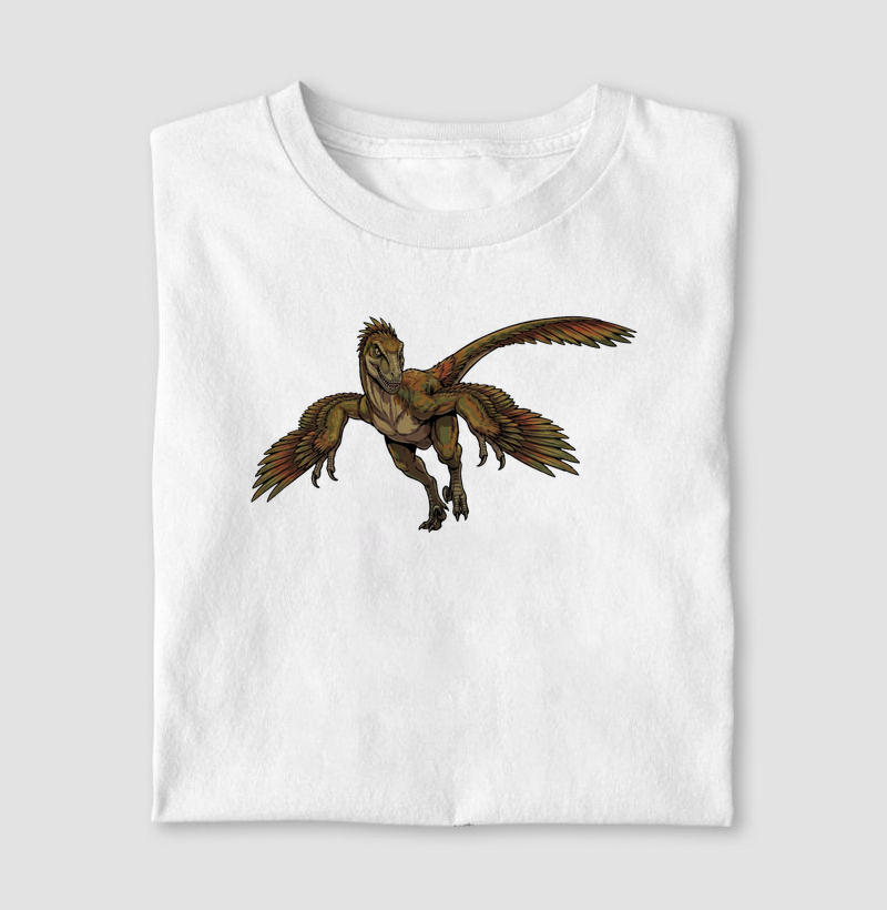 Camisa Algodão Estampada Dinossauro Velociraptor Furioso Premium