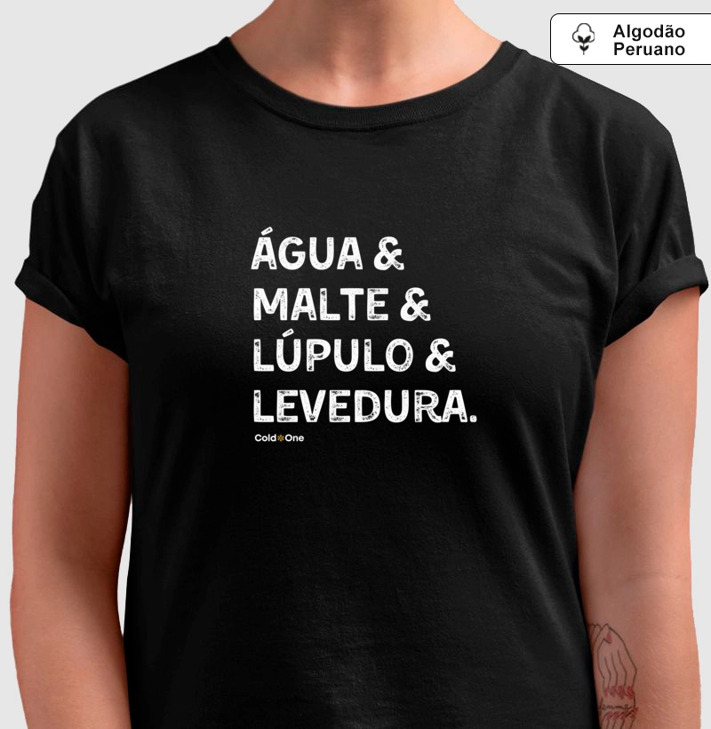 Camiseta Premium Água& Malte& Lúpulo& Levedura