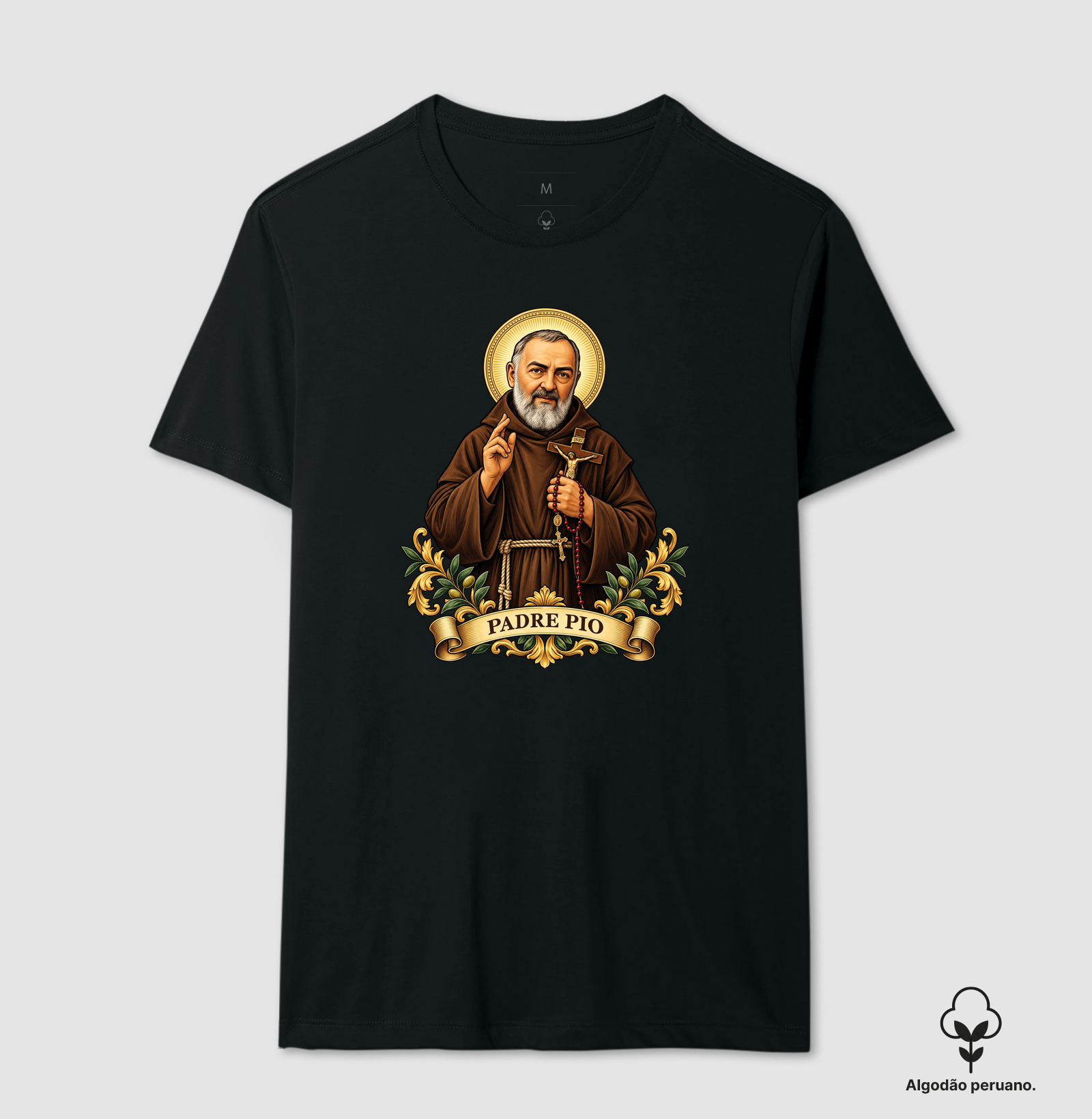 Padre Pio - Camiseta Algodão Peruano