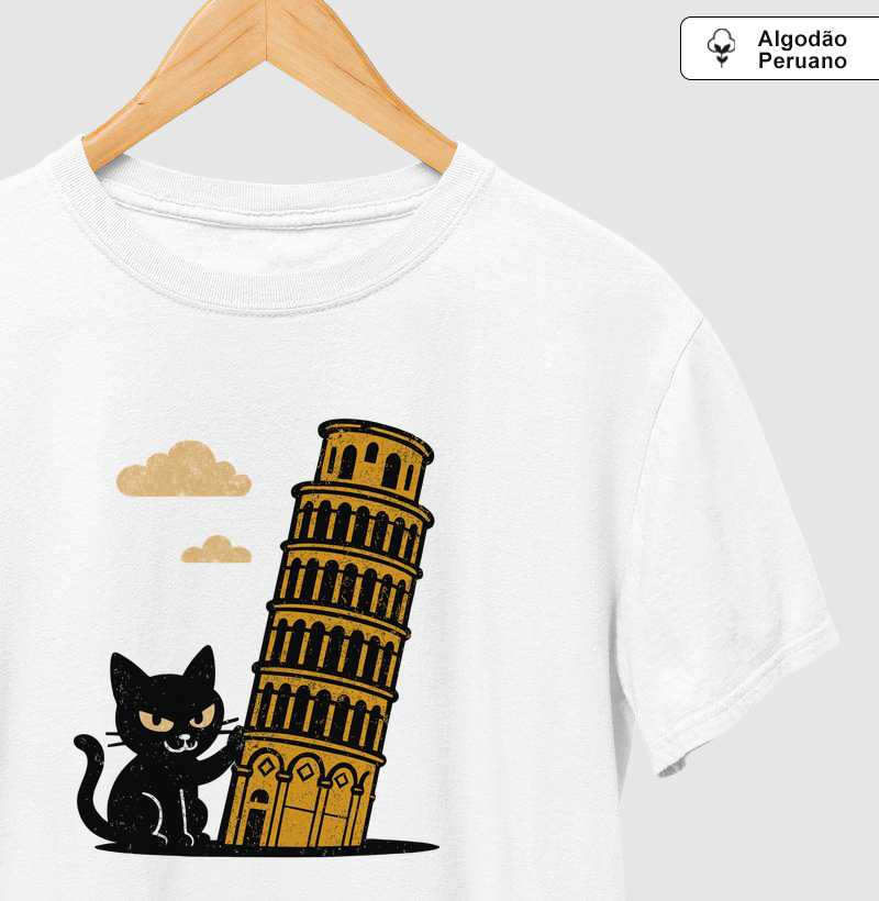 Camiseta Algodão Peruano Pizza-Cat - Camiseta Algodão Peruano