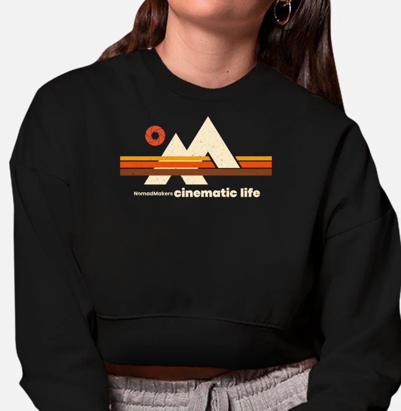 Cinematic Life - Vintage - Moleton Cropped Preto