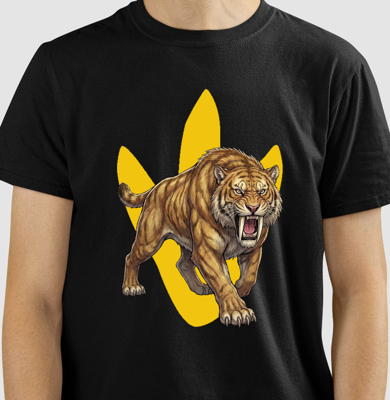 Camisa Algodão Estampada Tigre Dente-De-Sabre Ataque Premium Original