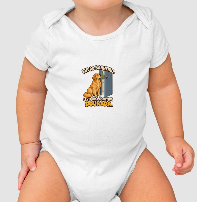Fui ao banheiro. Levei uma comitiva dourada. - Body Infantil
