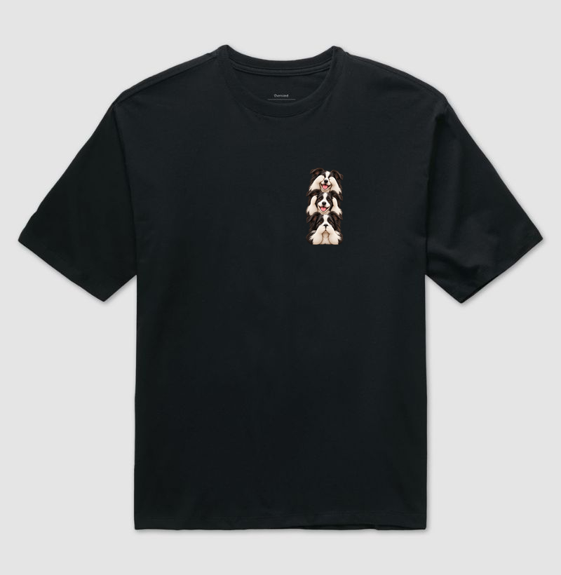 Ver, ouvir e falar versão Border Collie (minimal) - Camiseta Oversized