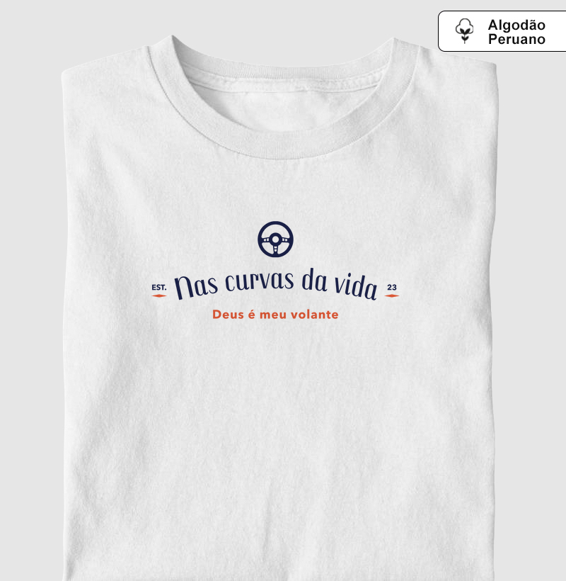 Camiseta Cristã Deus no Volante - Algodão Peruano | Milagree