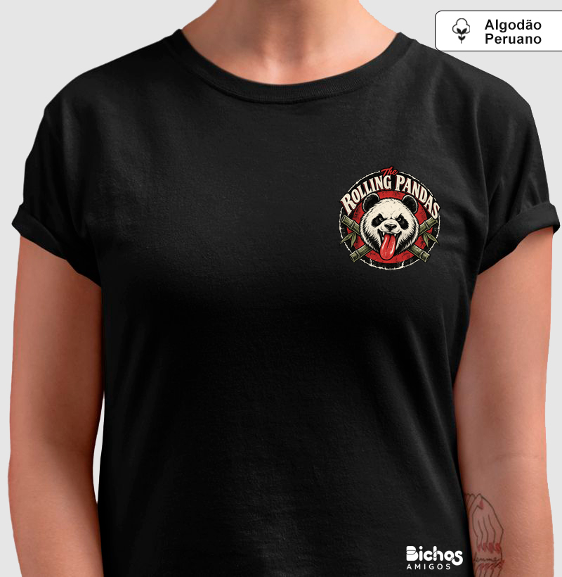 The Rolling Pandas - Camiseta Algodão Peruano