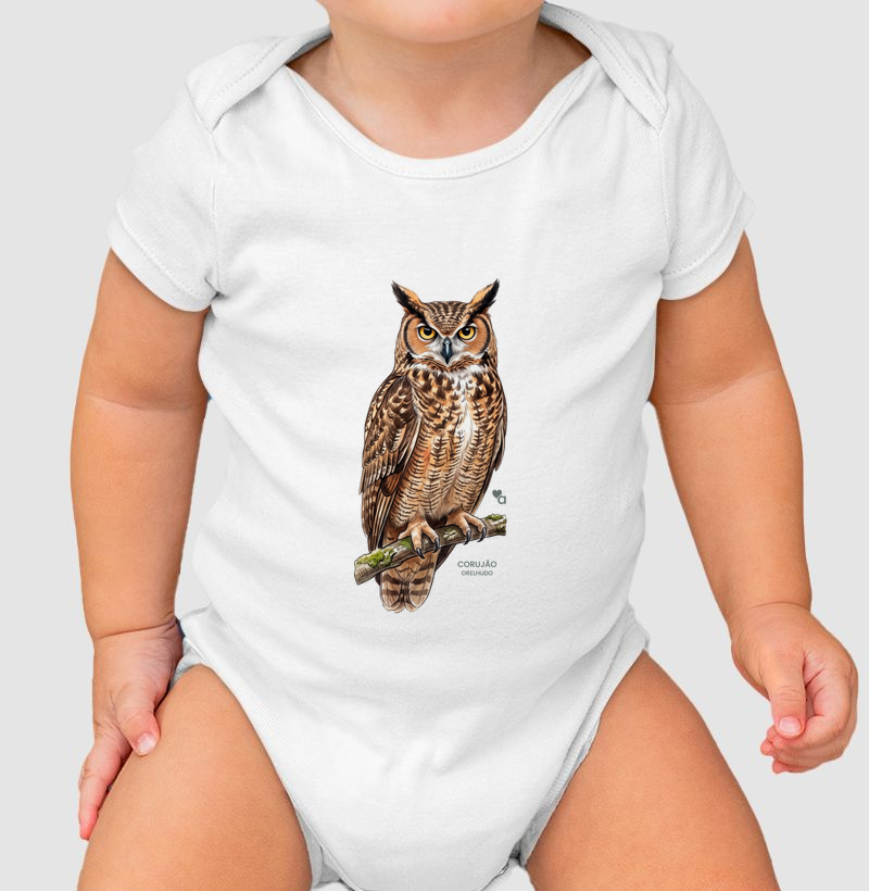 Aves - Corujão Orelhudo - Body Infantil