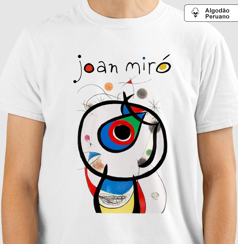 Camiseta Algodão Peruano Tanguis Joan Miró Mulher e Pássaro