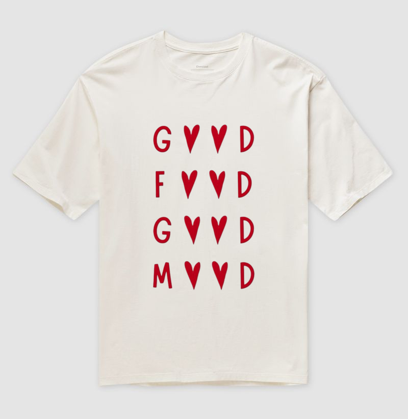 Camiseta Oversized Good Food, Good Mood