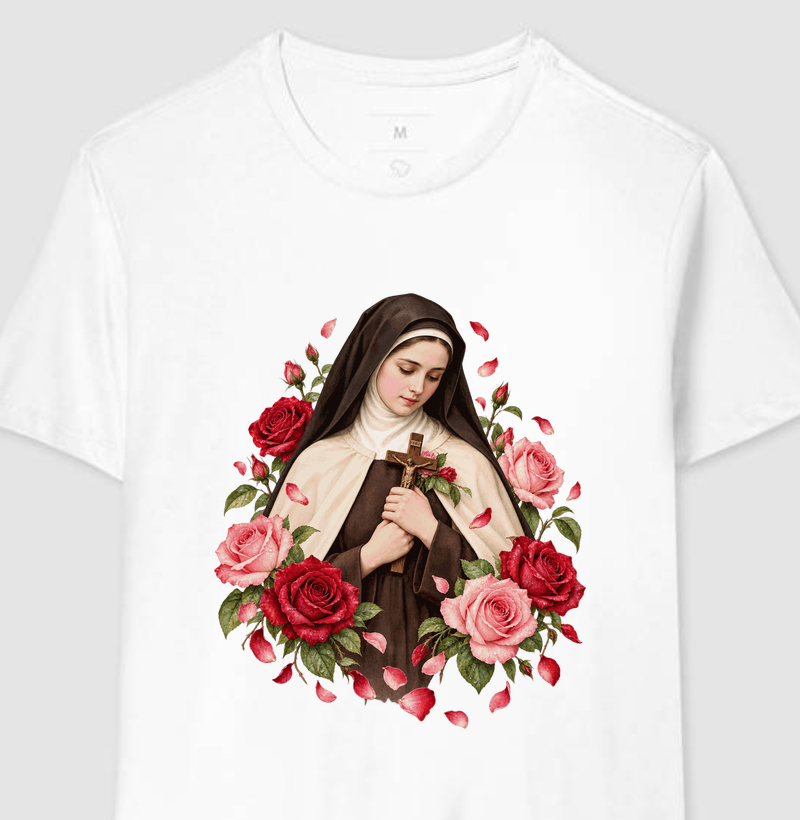 Santa Teresinha — A Chuva de Rosas Celestes - Camiseta