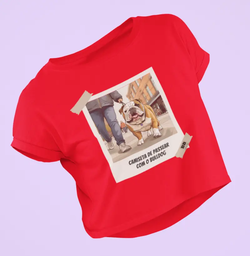 Camiseta Cropped Bulldog Inglês "Camiseta de Passear"