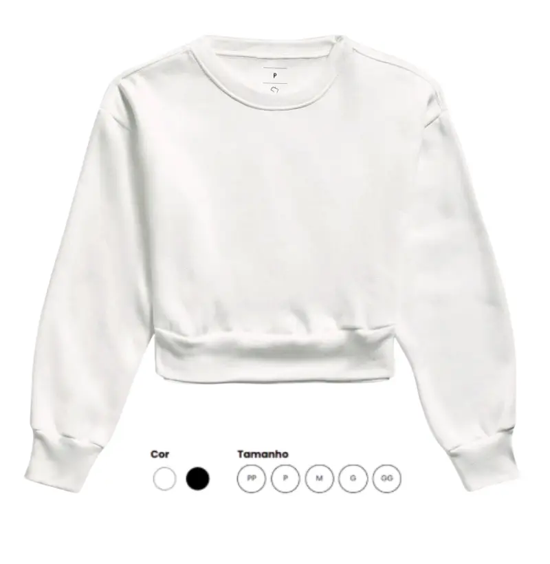 Moletom Cropped básico branco