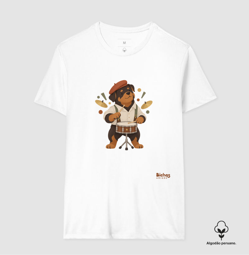 Rottweiler Baterista - Camiseta Algodão Peruano