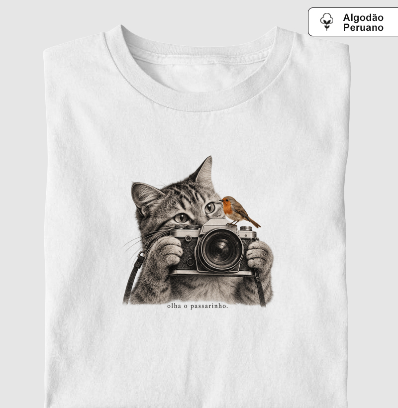 Camiseta olha o passarinho - Camiseta Algodão Peruano