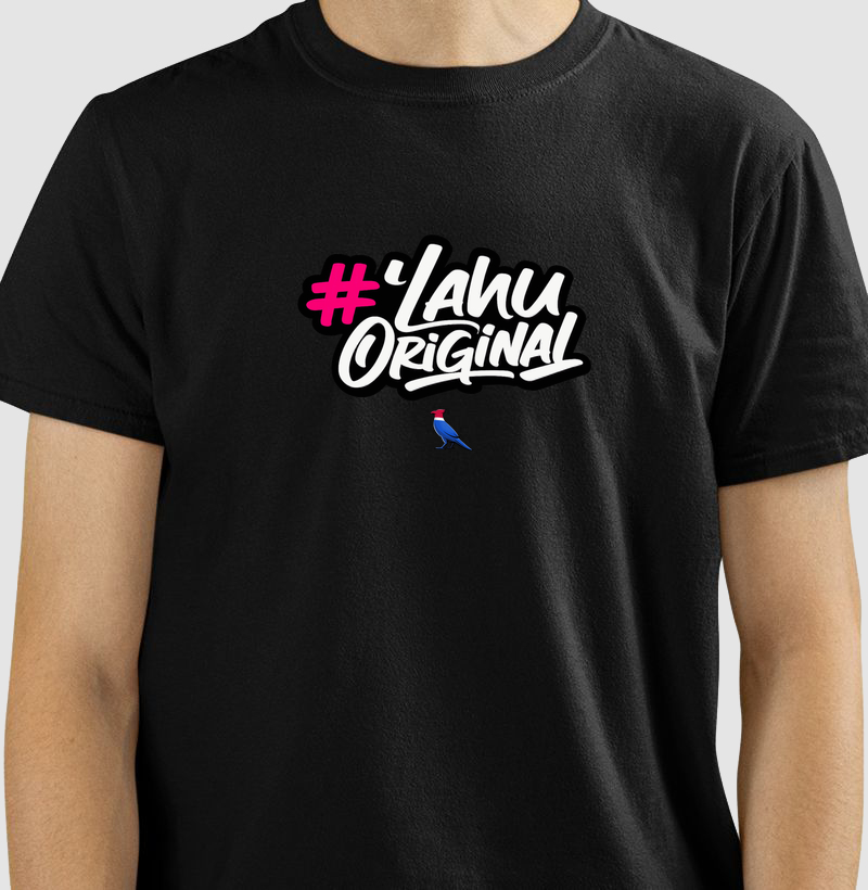 Mostre sua autenticidade com a estampa #’Lahu Original — um design vibrante que combina atitude e estilo.  - Camiseta