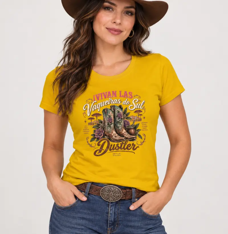 Baby Look Country Feminina Vivan Las Vaqueiras do Sul Dustler South Co.