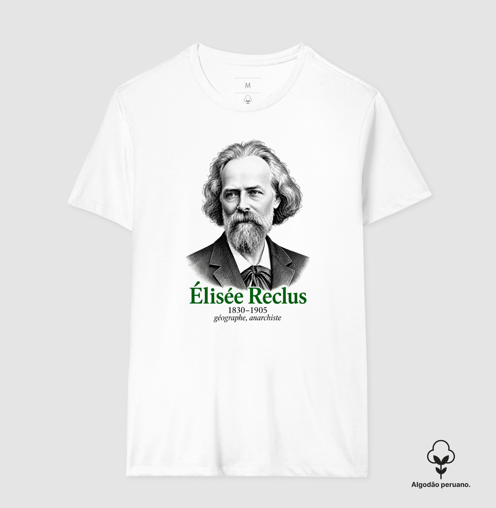 Élisée Reclus - Camiseta Algodão Peruano