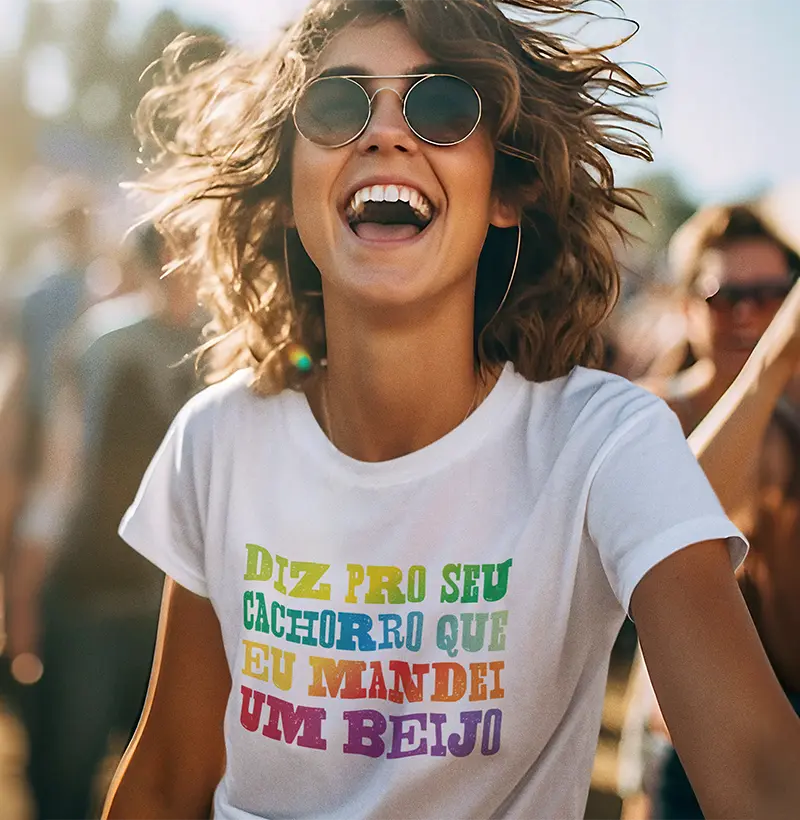 Camiseta Mandei Beijo Cachorro