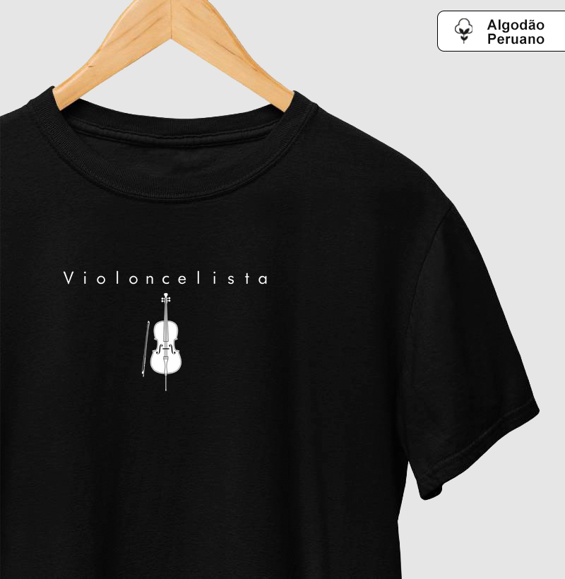 Camiseta Premium Violoncelo Minimalista - M1
