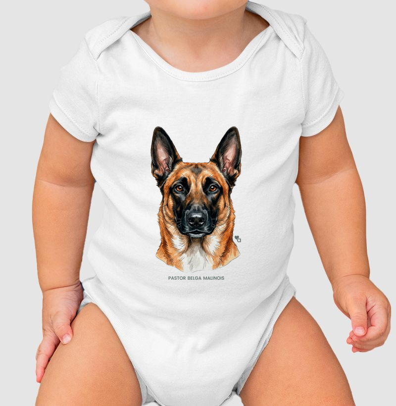 Cães - Pastor Belga Mallinois - Body Infantil