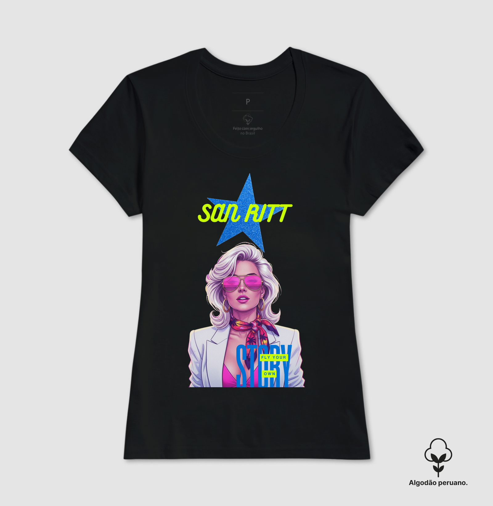 Camiseta Algodão Peruano S★R Feminina Story