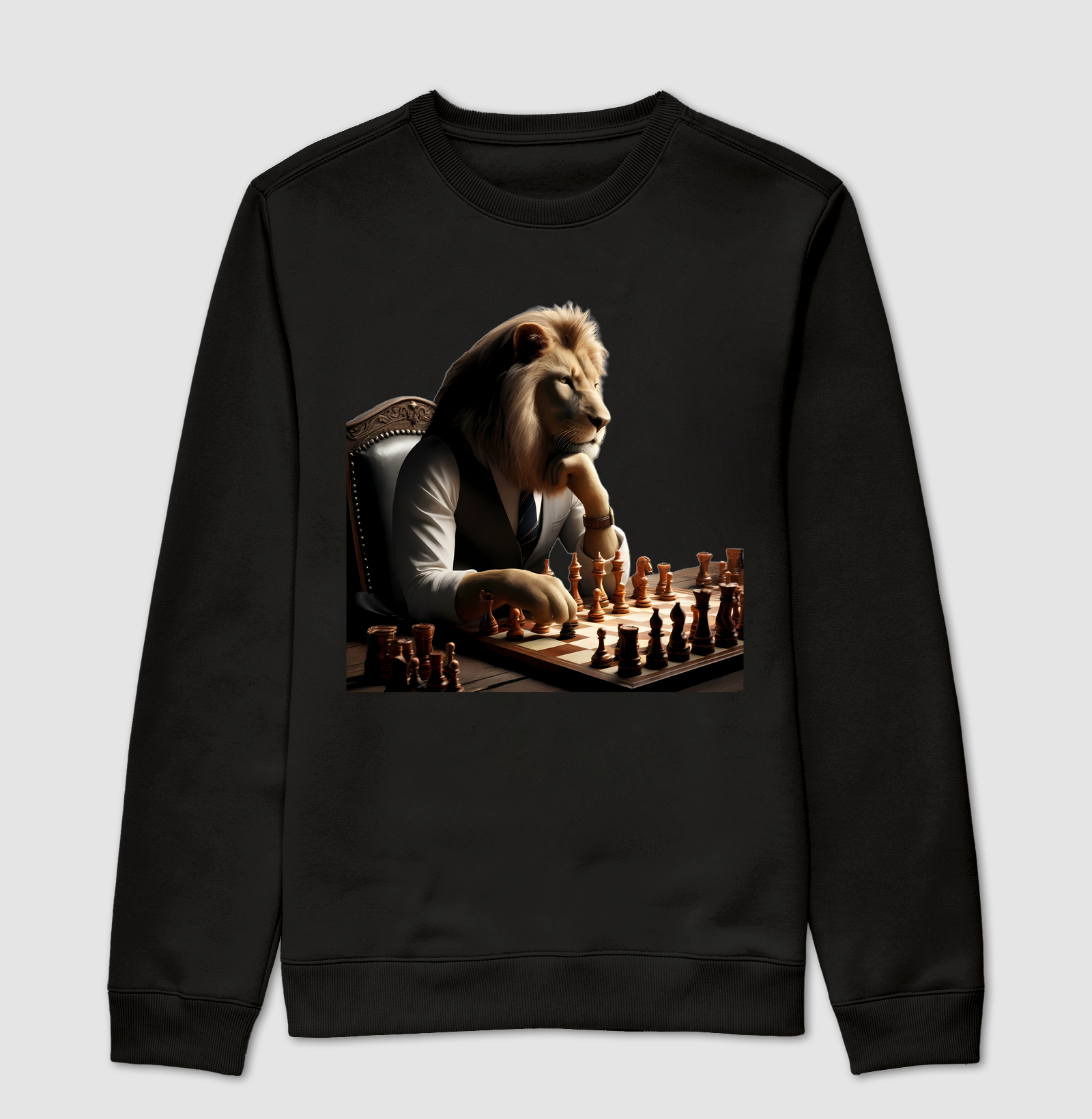 Leão jogando xadrez