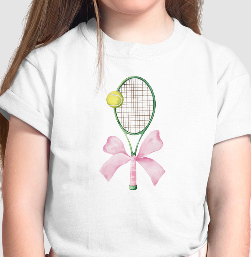 Raquete com Laço Rosa - Camiseta Infantil