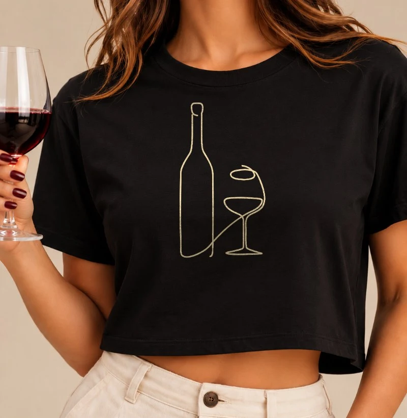 Camiseta Cropped Garrafa & Taça
