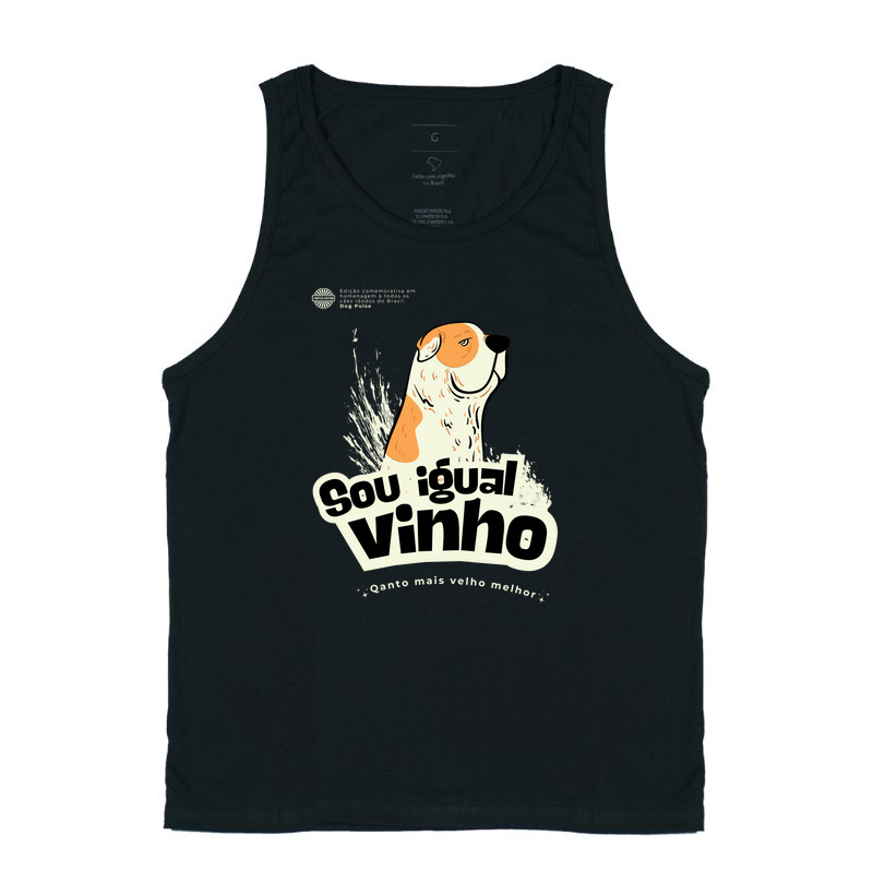 Camiseta Regata Dog Pulse Old - Sou Igual Vinho - Quanto mais velho melhor