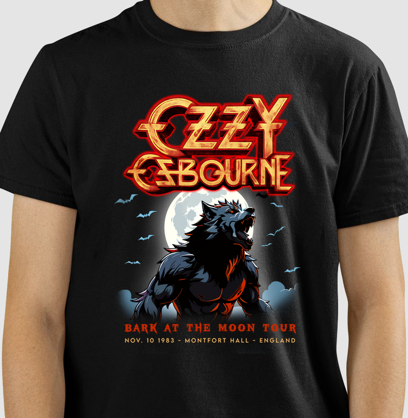 CAMISETA COM ESTAMPA OZZY OSBOURNE BARK AT THE MOON TOUR