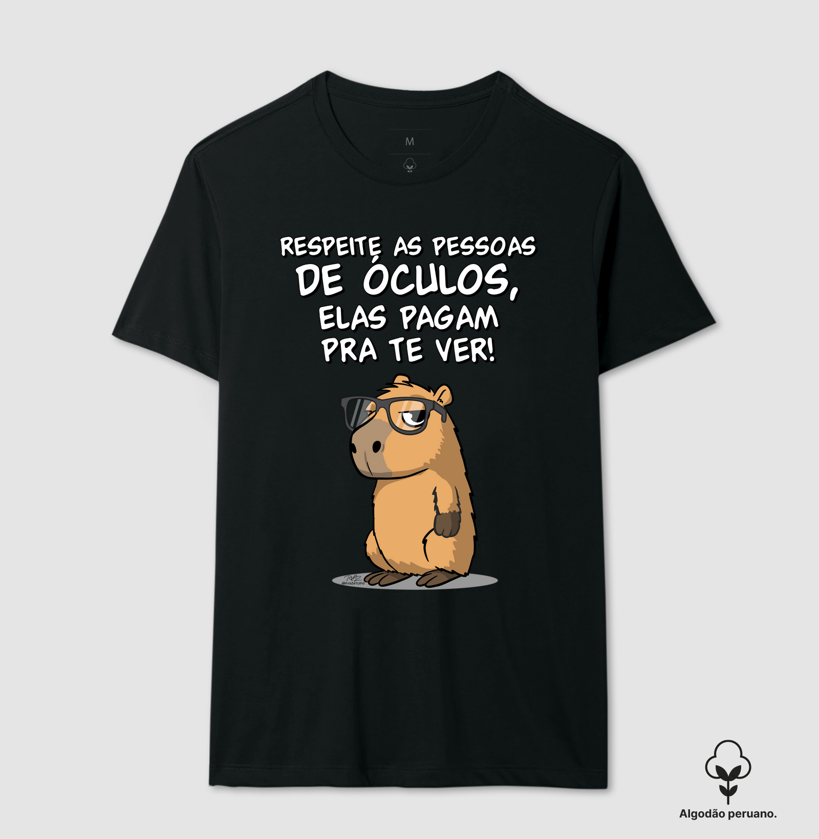 Camiseta Capivara Óculos - Camiseta Algodão Peruano