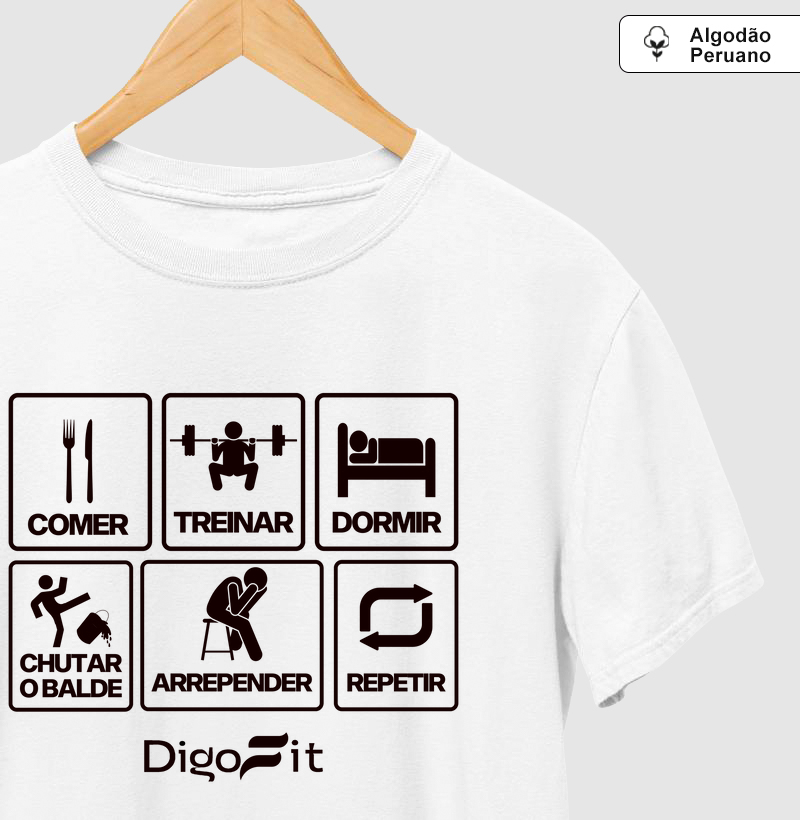 CAMISETA ALGODÃO PERUANO ACADEMIA CHUTANDO O BALDE