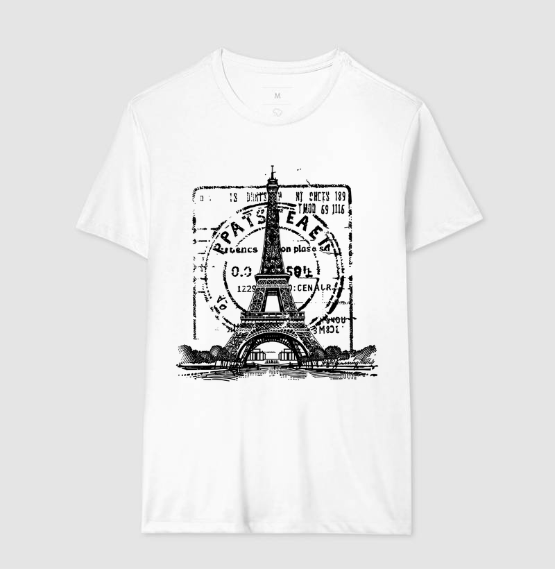 Camiseta Viagem - Carimbo Paris Eiffel