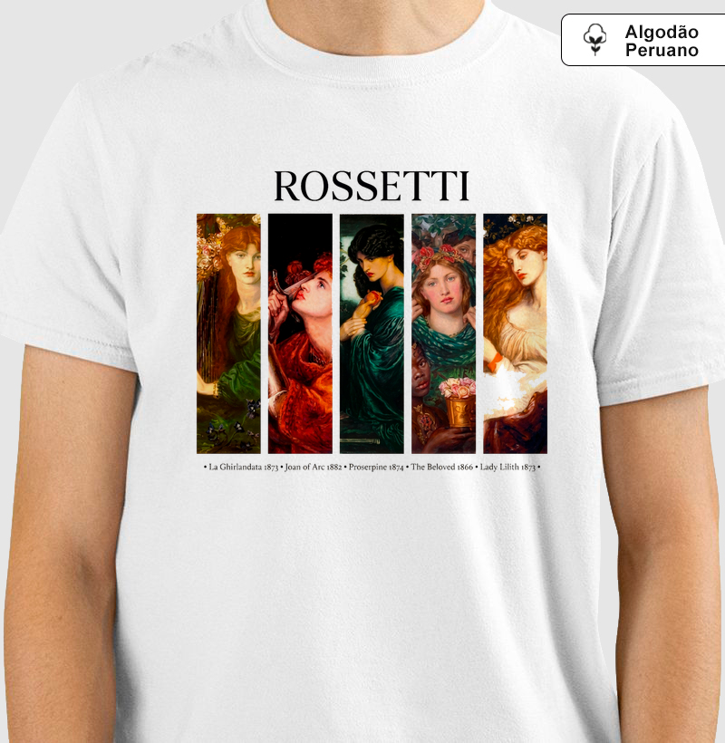 Camiseta Dante Gabriel Rossetti Fine Art Algodão Peruano 