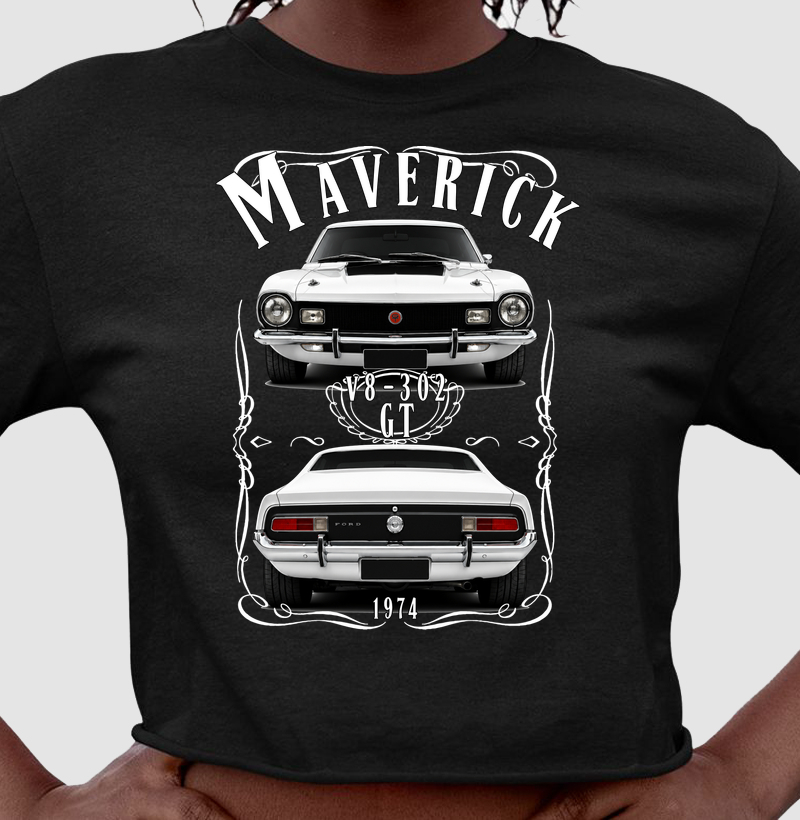 Camiseta cropped feminina Maverick vintage