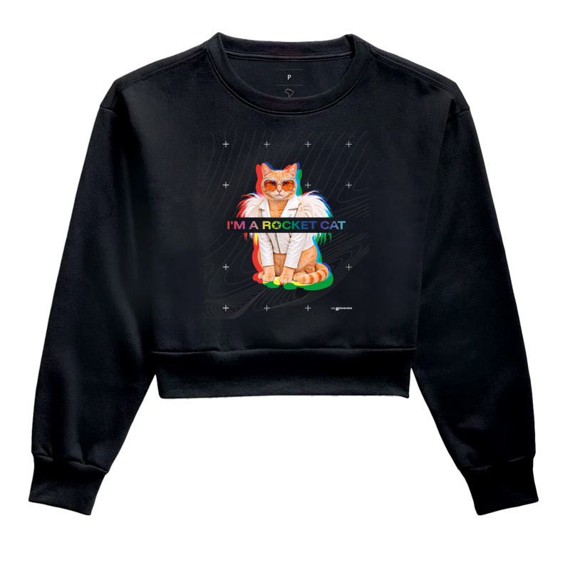 Rocket Cat - Cropped Moletom