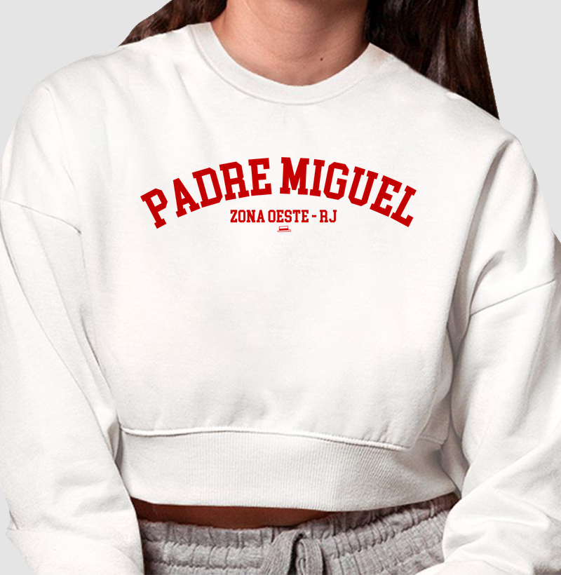 Padre Miguel - Vermelho e Branco - Cropped Moletom