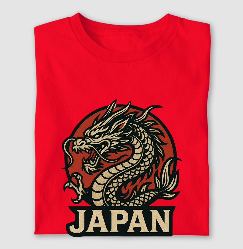 Estampa: 🐉 O Dragão do Sol Nascente – Poder e Harmonia (竜)